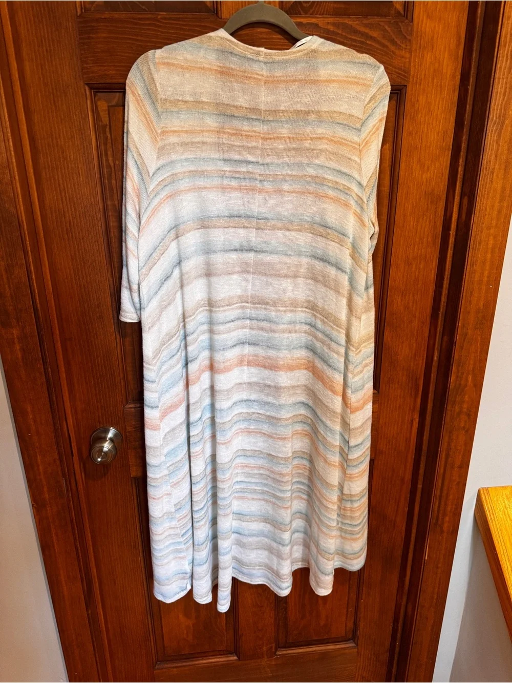 torrid Cream and Light Blue Striped Open Front Cardigan